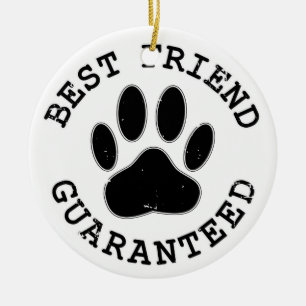 Distress Hund Best Friend Garanteed Julgransprydnad Keramik