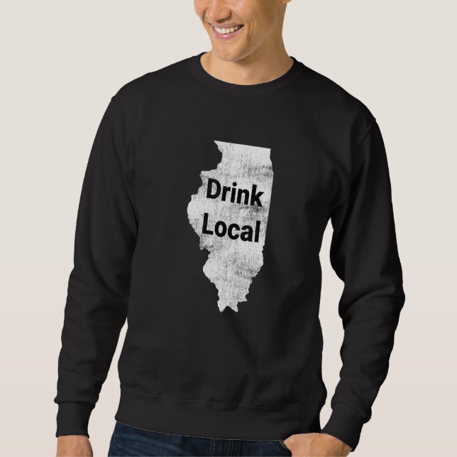 Distress Illinois Drink Local Lång Ärmad Tröja (Framsida)