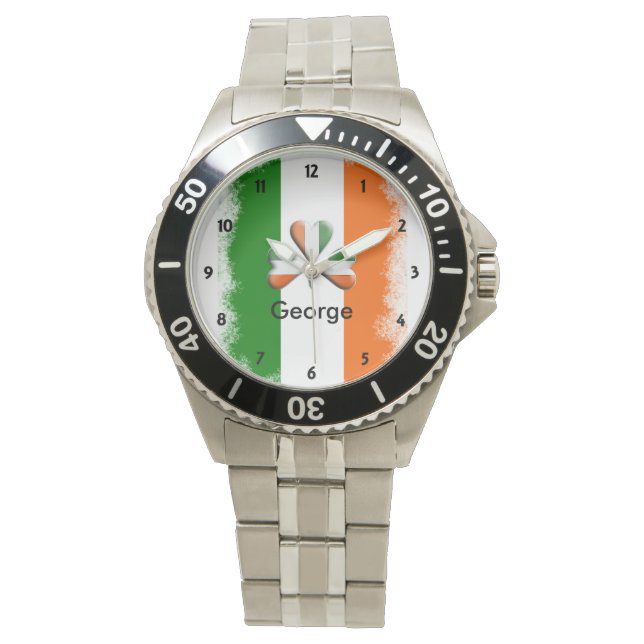 Distress Irish Tri Färg Shamrock Personlig Armbandsur (Framsida)