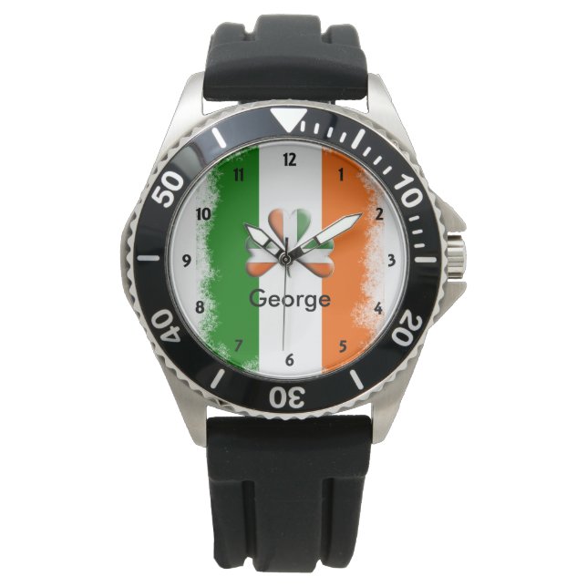 Distress Irish Tri Färg Shamrock Personlig Armbandsur (Framsida)