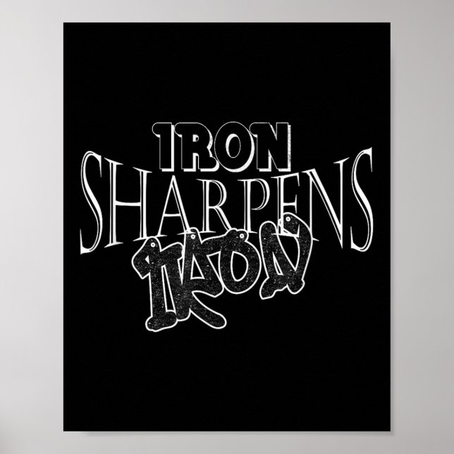 Distress Järn Sharpens Järn inspirational Motiva Poster (Framsidan)