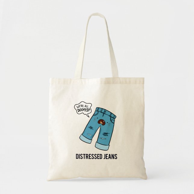 Distress Jeans Mode Pun Tote Bag Tygkasse (Framsidan)