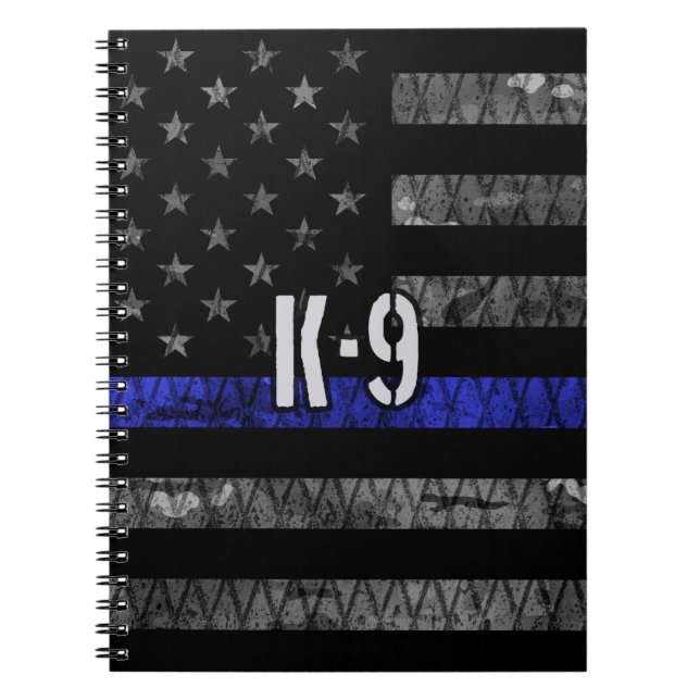 Distress K-9 Unit Police Flagga Anteckningsbok (Framsidan)