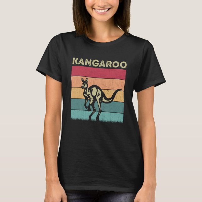 Distress Kangaroo Älskare Boys Girls Retro Stil K T Shirt (Framsida)