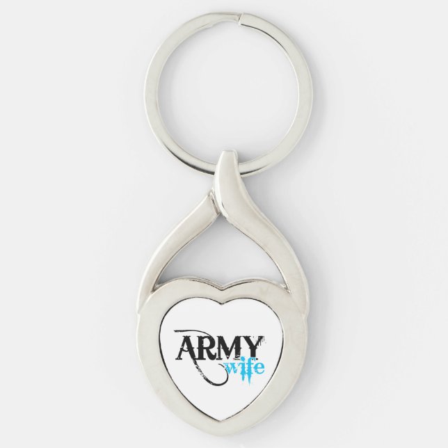Distress Lettering Army Makfe Twisted Heart Silverfärgad Nyckelring (Framsidan)
