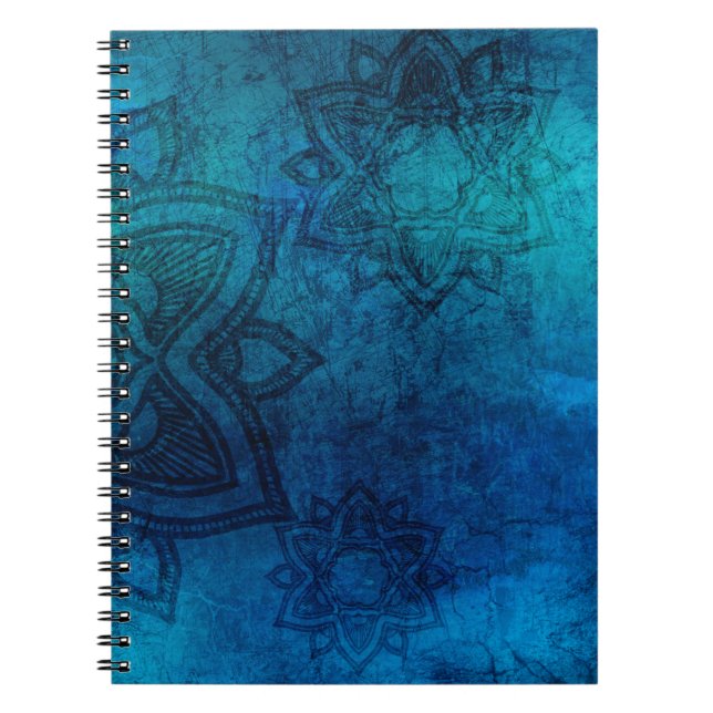 Distress Light Blue Mandala Mönster Anteckningsbok (Framsidan)