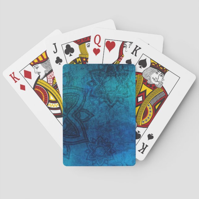 Distress Light Blue Mandala Mönster Casinokort (Baksidan)