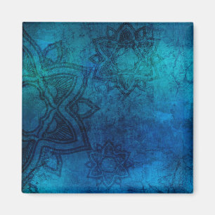 Distress Light Blue Mandala Mönster Magnet