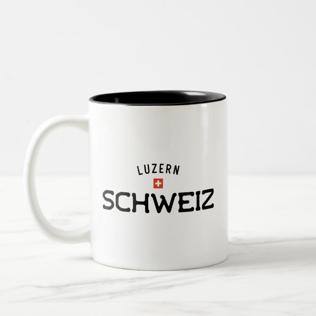 Distress Luzern Schweiz (Lucerne Schweiz) Två-Tonad Mugg (Vänster)