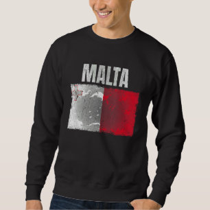 Distress Malta Flagga Graphics För manar Women Kid Lång Ärmad Tröja