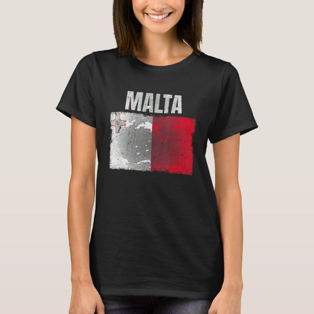 Distress Malta Flagga Graphics För manar Women Kid T Shirt (Framsida)