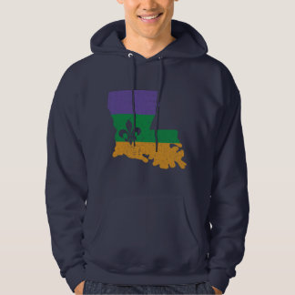 Distress Mardi Gras Fleur De Lis Hoodie
