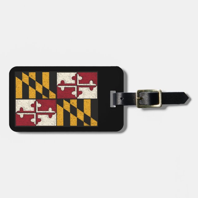 Distress Maryland Flagga Luggage Tag Bagagebricka (Horisontell Framsida)