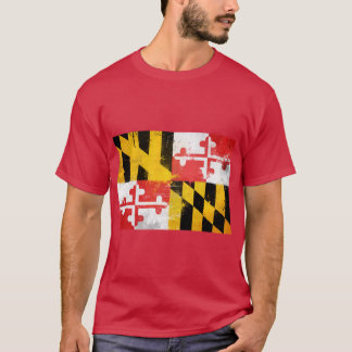 Distress Maryland Flagga T Shirt