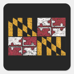 Distress Maryland Statlig flagga Sticker Fyrkantigt Klistermärke