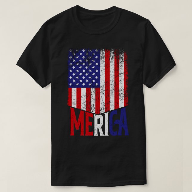 Distress Merica Flagga T Shirt (Design framsida)