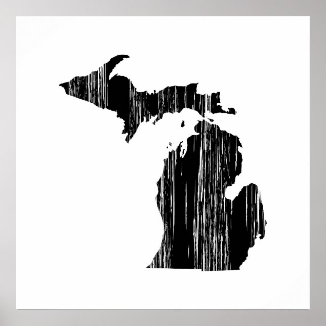 Distress Michigan State Outline Poster (Framsidan)