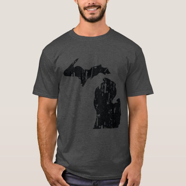 Distress Michigan-statens utkast Oversized T Shirt (Framsida)