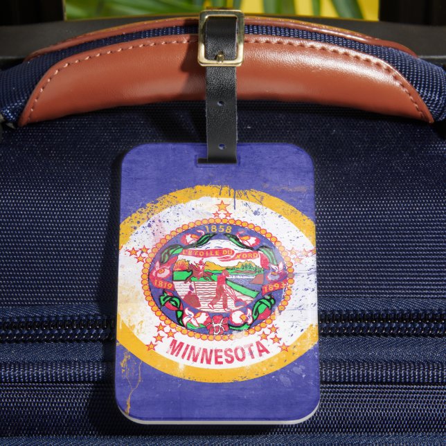 Distress Minnesota Statlig flagga Bagagebricka (Framsida Insitu 2)