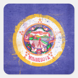 Distress Minnesota Statlig flagga Fyrkantigt Klistermärke