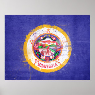 Distress Minnesota Statlig flagga Poster