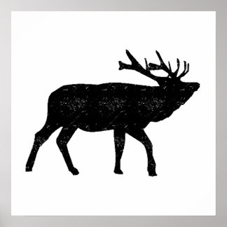 Distress Moose Silhouette Poster
