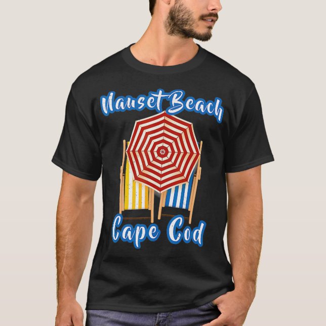 Distress Nauset Beach Summer Vacation Stripe Um T Shirt (Framsida)