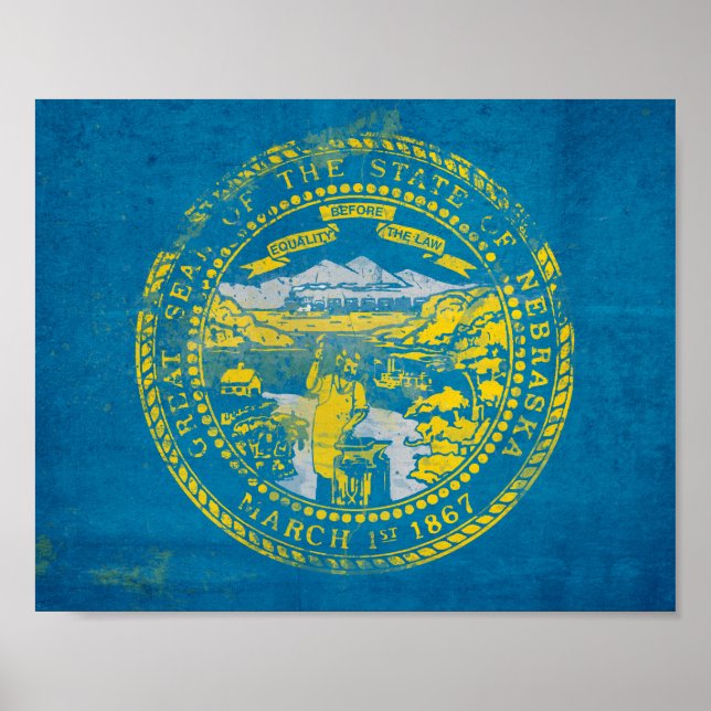 Distress Nebraska Flagga Poster (Framsidan)