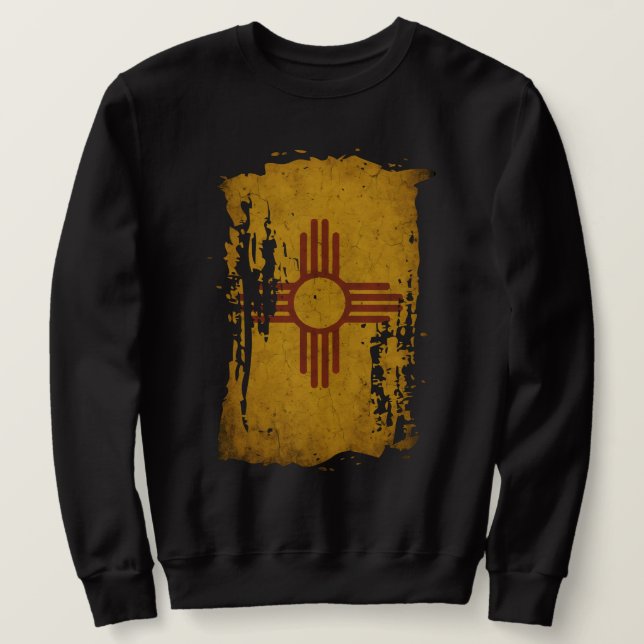 Distress New mexico Flagga Lång Ärmad Tröja (Design framsida)