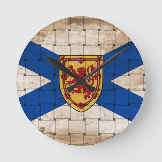 Distress Nova Scotia Flagga Rund Klocka (Framsida)