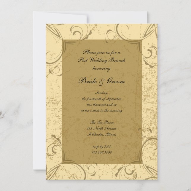 Distress och Elegant Post Bröllop Brunch Inbjudningar (Framsida)
