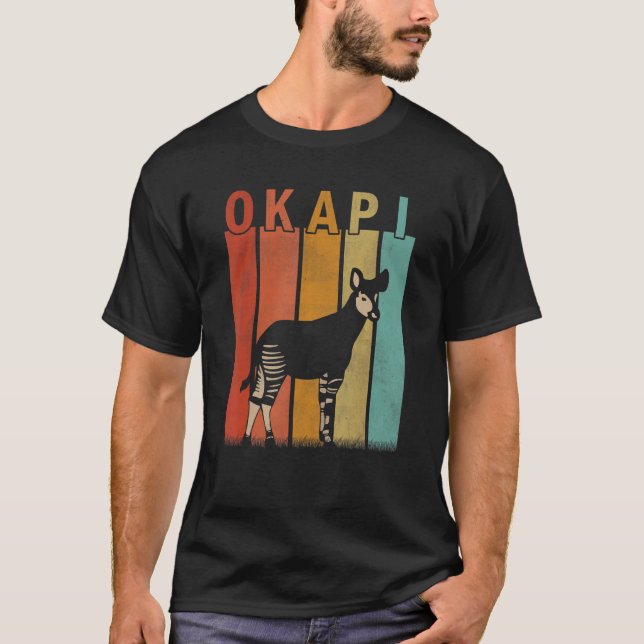 Distress Okapi Manar Women Kid Cute Okapi Retro T Shirt (Framsida)