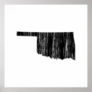 Distress Oklahoma State Outline Poster