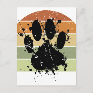Distress Paint Splatter Hund Tass Retro Sunset Vykort