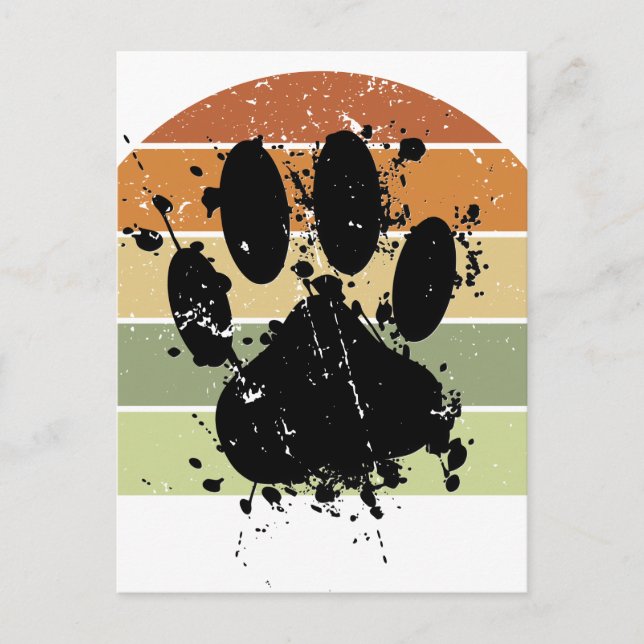 Distress Paint Splatter Hund Tass Retro Sunset Vykort (Framsida)