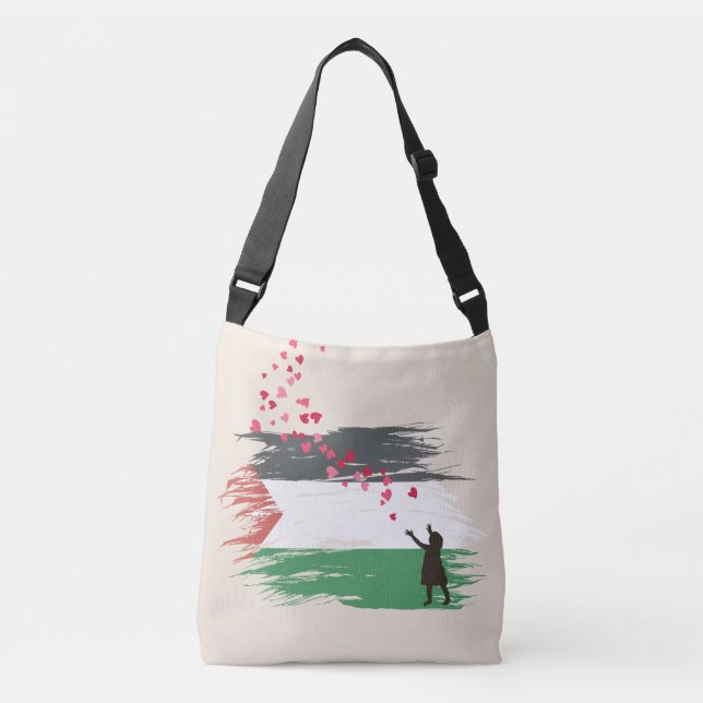 Distress Palestinian Flagga Crossbody Tote Bag Axelväska (Framsida)