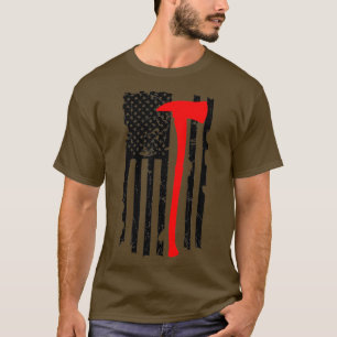 Distress Patriot Ax Thin Red Line American Flagga T Shirt