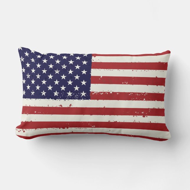 Distress Patriotic American Flagga Lumbarkudde (Framsida)