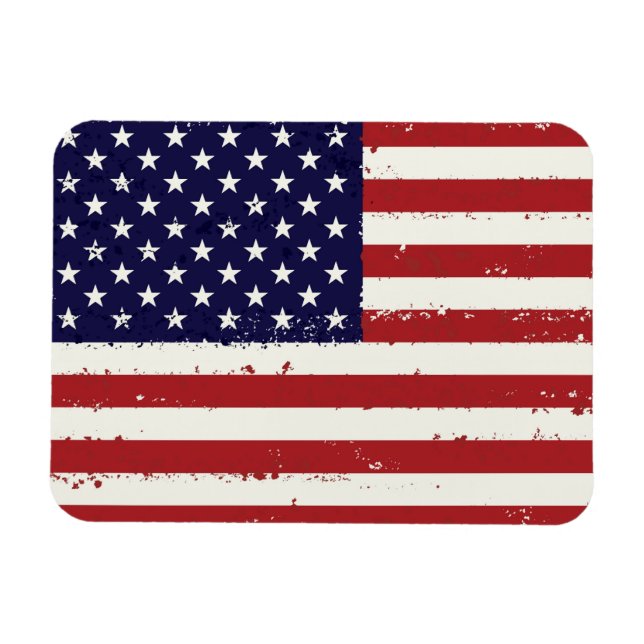 Distress Patriotic American Flagga Magnet (Horisontell)