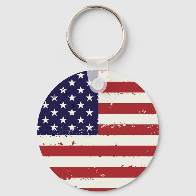 Distress Patriotic American Flagga Nyckelring (Framsida)