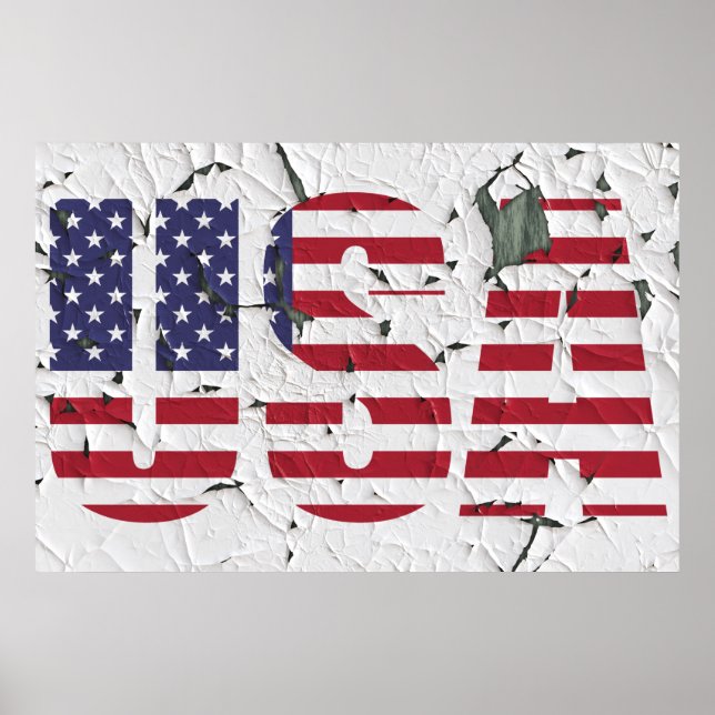 Distress Peeling Paint USA American Photo Poster (Framsidan)