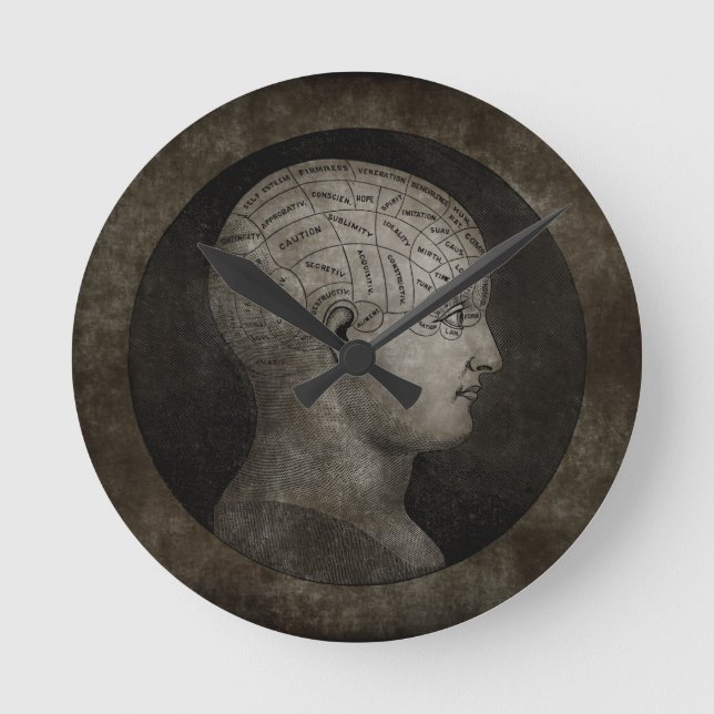 Distress Phrenology Clock Rund Klocka (Framsida)