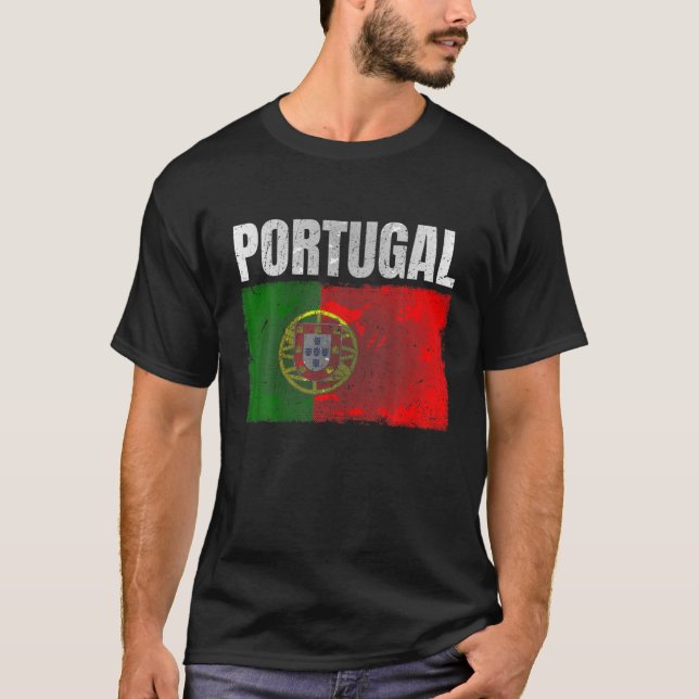 Distress Portugal Flagga Graphics För manar Women  T Shirt (Framsida)