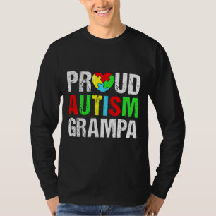 Distress Proud Autism Grampa Heart Family Matchi T Shirt