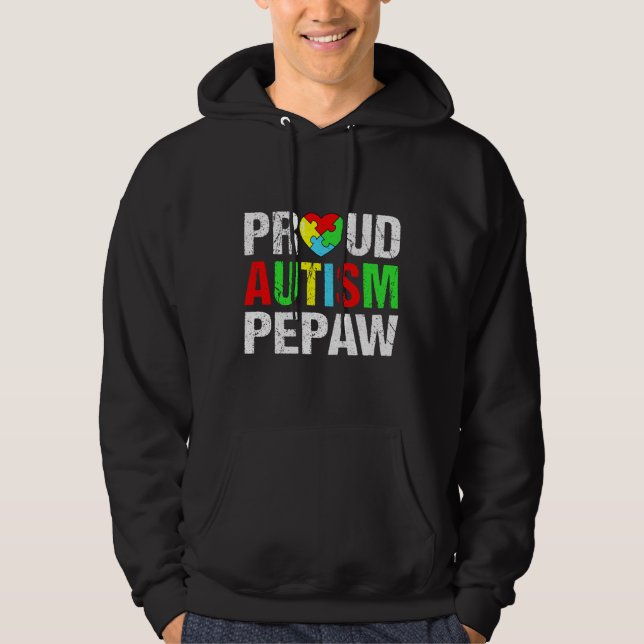 Distress Proud Autism Pepaw Heart Family Matchin Hoodie (Framsida)