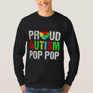 Distress Proud Autism Pop Pop Heart Family Match T Shirt