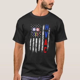 Distress Proud USA HVAC Tech American Flagga HVAC T Shirt