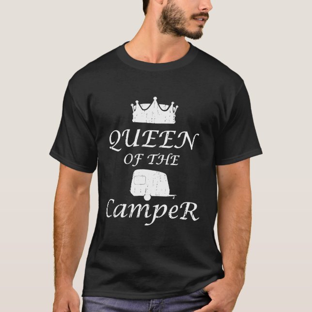 Distress Queen of the Camper Funny Rv Camping Mo T Shirt (Framsida)