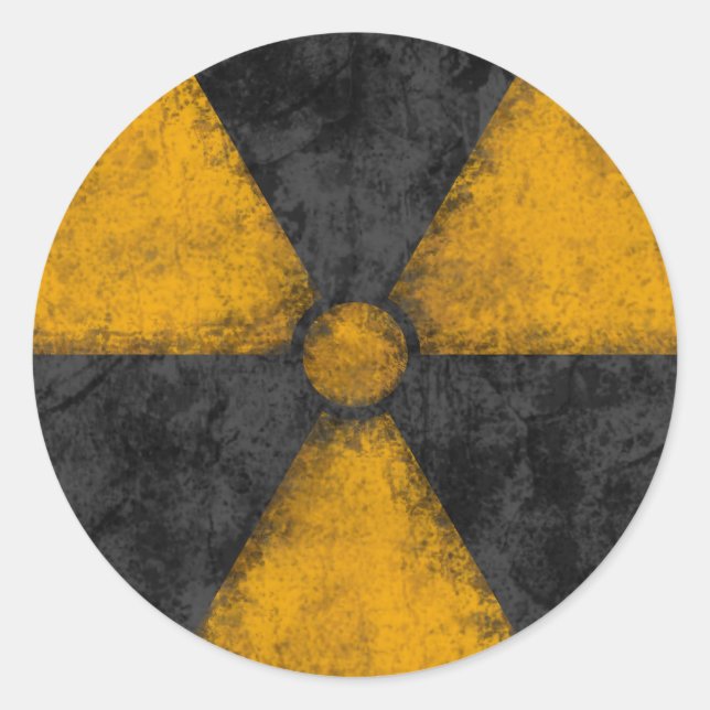Distress Radiaton Symbol Runt Klistermärke (Framsida)