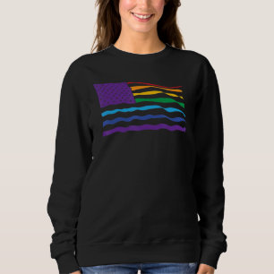 Distress Rainbow American Flagga Gay pride Patriot T Shirt